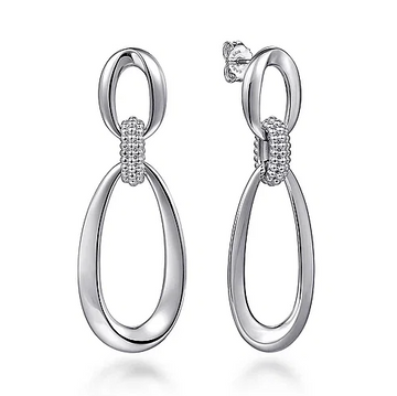 Sterling Silver Bujukan Drop Stud Earrings